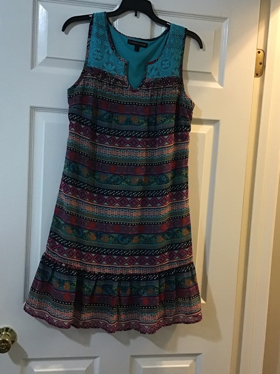 Dresses & Skirts - Boho Print Sleeveless Dress in Teal - Unknown Brand